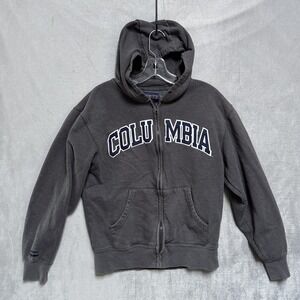 JanSport Columbia Hoodie Mens Small Gray Full Zip Fleece College Sweatshirt